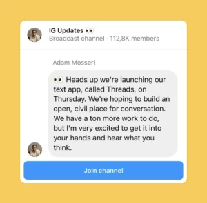 Instagram CEO shares announcement about latest threads app launch.